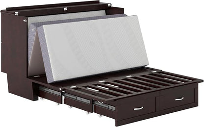 AFI, Monroe Queen Murphy Bed Chest with 6" Mattress, Storage Drawer & Built-in USB Charger, Espresso