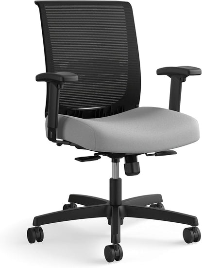 HON Convergence Ergonomic Office Chair with Mesh Back, Adjustable Arms, Lumbar Support, Synchro‑Tilt Desk Chair with Wheels for Home Office or Computer Use, Black Frame, Frost