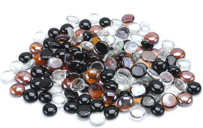 GasSaf Blended Fire Glass Beads for Outdoor Fire Pit, Fireplace, Replaces Existing Gas Logs & Lava Rocks, 3/4 Inch Glass(10 Pound)(Black, Amber, Crystal Clear Luster)
