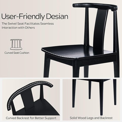 EYYTHUNG Wood Dining Chairs Set of 6, Farmhouse Mid Century Kitchen Chairs with Curved Back, Modern Wishbone Dining Chairs for Dining Room, Kitchen, Black