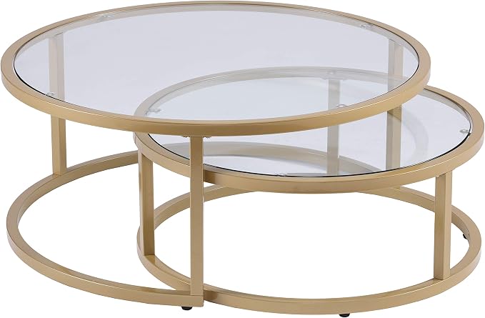 SEI Furniture Evelyn Glam Nesting Coffee Table 2-pc Set, Gold