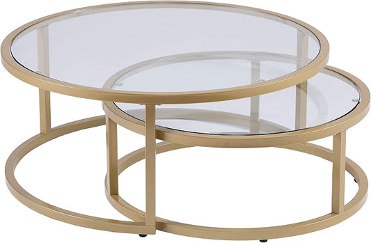 SEI Furniture Evelyn Glam Nesting Coffee Table 2-pc Set, Gold