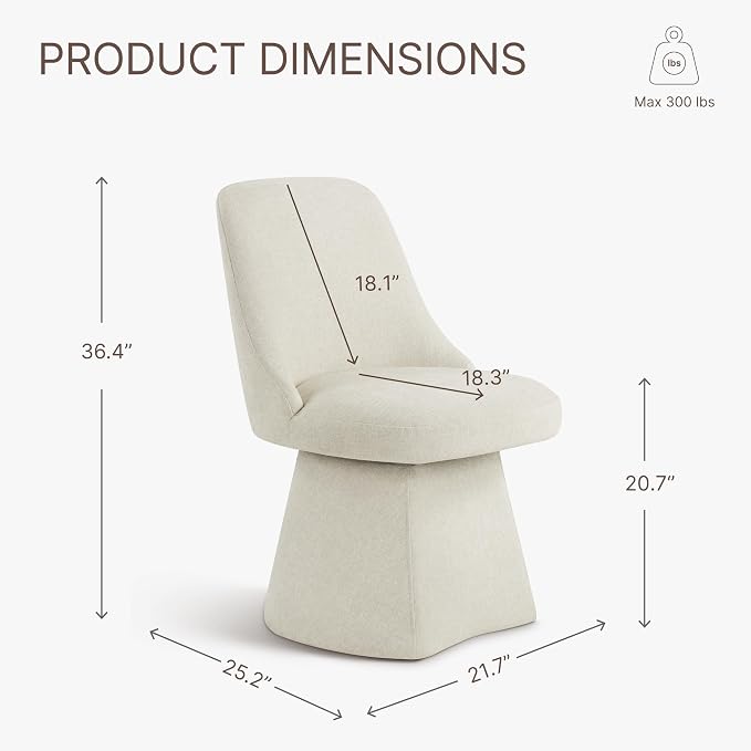 KISLOT Swivel Dining Chairs Set of 2, Upholstered Mid Century Modern Deskchair with High Back, Linen Fabric Kitchen Chairs for Dining Room, Bedroom, Dressing Room, Linen