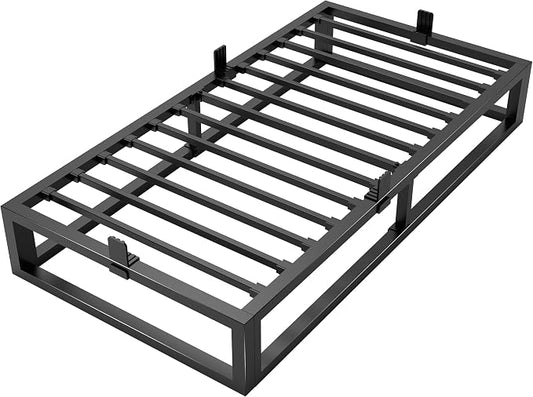Bilily 10 Inch Twin Bed Frame with Steel Slat Support,Low Profile Twin Metal Platform Bed Frame Support Mattress Foundation,Heavy Duty,No Box Spring Needed,Easy Assembly,Noise Free