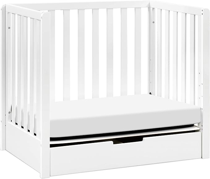 Carter's by DaVinci Colby 4-in-1 Convertible Mini Crib with Trundle Drawer in White, Greenguard Gold Certified, Undercrib Storage