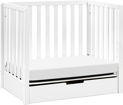 Carter's by DaVinci Colby 4-in-1 Convertible Mini Crib with Trundle Drawer in White, Greenguard Gold Certified, Undercrib Storage