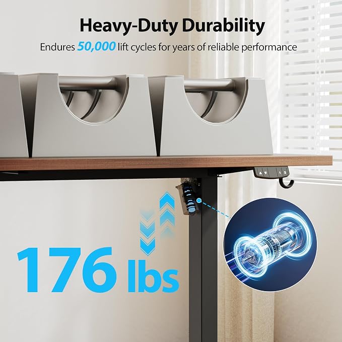 Agilestic Electric Standing Desk, 63 x 28 Inches Height Adjustable Desk, Sit Stand up for Work Office Home, Ergonomic Rising Computer Table with Memory Preset, Dark Walnut