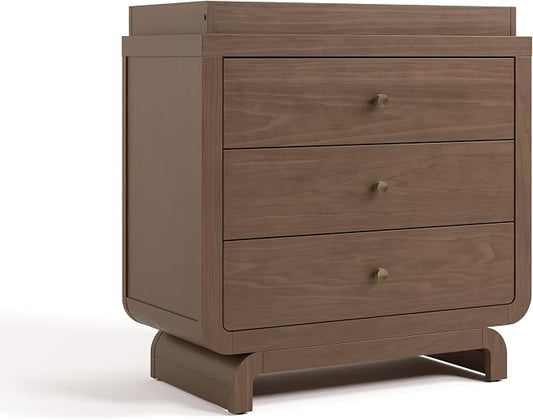 Storkcraft Santorini 3 Drawer Chest with Changing Topper (Hazelnut) – GREENGUARD Gold Certified, Award-Winning Premium Wood Dresser for Baby & Kids Bedroom with Interlocking Drawer System