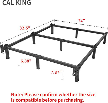 Superay Metal Bed Frame, 9-Leg Bed Base, 8 inches Support for Box Spring and Mattress Set, California King, Easy Assembly, Black