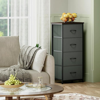 Somdot Dresser for Bedroom with 4 Drawers, Storage Organizer Chest of Drawers with Removable Fabric Bins for Closet Bedside Living Room Laundry Entryway Hallway, Charcoal Grey
