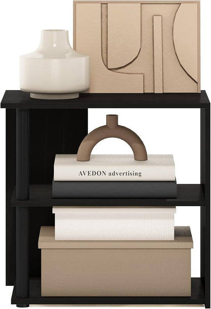 Furinno CAMNUS Side Table, 2-Tier Modern Metal Frame End Table with Open Shelf, Night Stand, Bedside Table, for Living Room, Bedroom, Solid White
