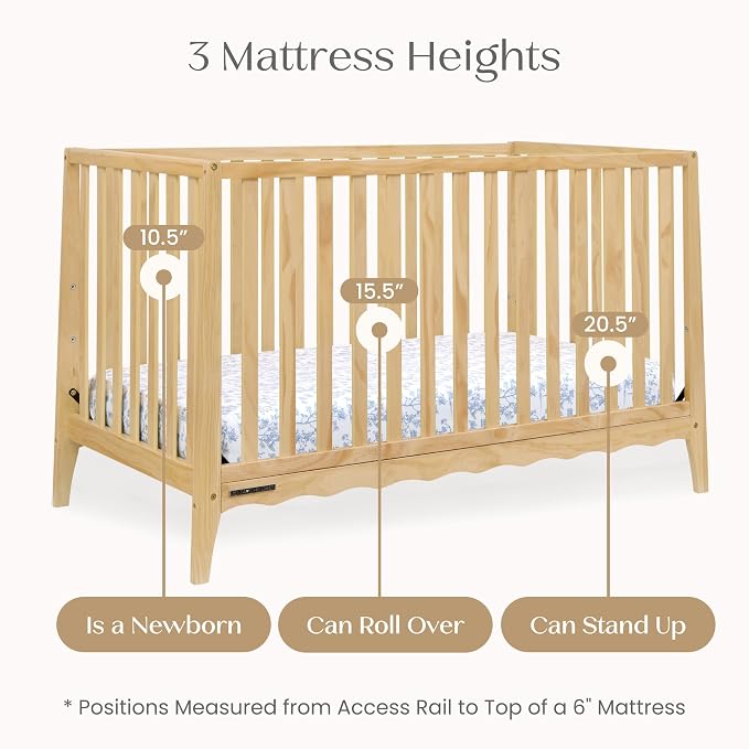Delta Children Lulu 5-in-1 Convertible Crib, Converts to Toddler Bed, Daybed, Sofa & Full-Size Bed, Greenguard Gold Certified, Fits Standard Crib Mattress, 3 Mattress Heights for Baby, Natural