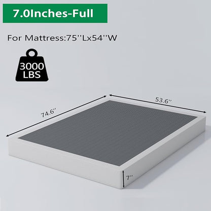 ALDRICH 7 Inch Heavy Duty Metal Box Spring Mattress Foundation 3000lbs Max Weight Capacity/Non-Slip/No Noise/Easy Assembly/Easy Clean Cover,Full