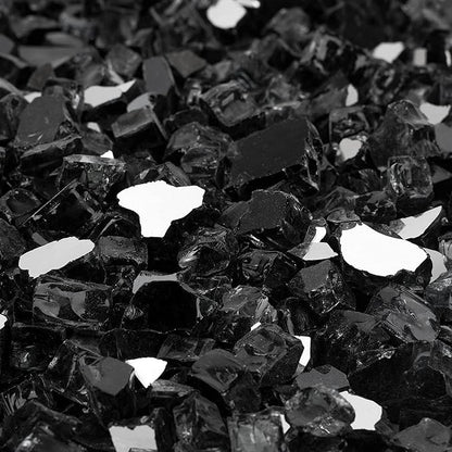 Onlyfire 10 lbs Fire Glass Rocks 1/4 Inch, Reflective Tempered Glass for Propane Fire Pit & Gas Fireplace, High Luster Firepit Glass Stones for Fire Table, Onyx Black (Multicolor Options Available)