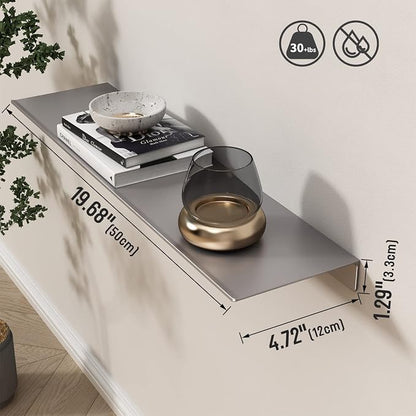 Danpoo 20 inch Gray Floating Shelf for Wall Organizer & Storage, Display Shelf, Metal Wall Shelf for Bathroom, Living Room, Kitchen, Bedroom