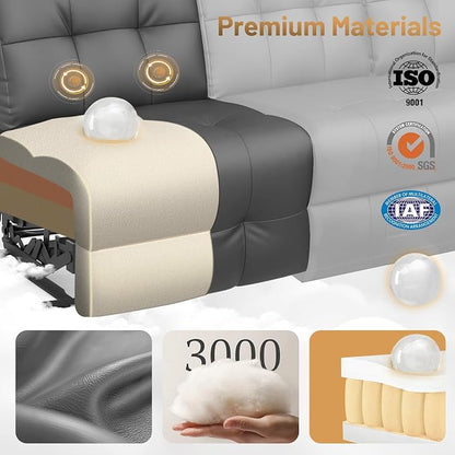 Loveseat Recliner Sofa, Home Theater Seating with Massage, 4 Seat Reclining Loveseats with USB, Wall Hugger RV Couch Movie Theater Chairs, RV Furniture Sofas with USB, Cup Holders for Gaming Room