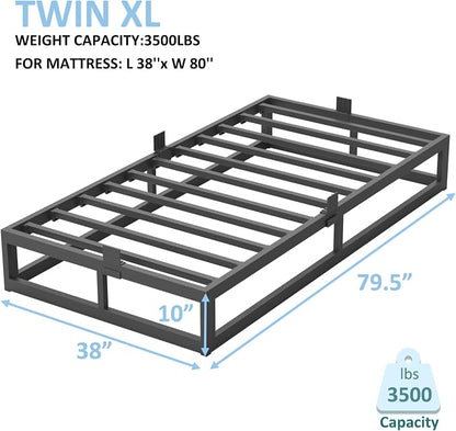 Bilily 10 Inch Twin XL Bed Frame with Steel Slat Support,Low Profile King Metal Platform Bed Frame Support Mattress Foundation,Heavy Duty,No Box Spring Needed,Easy Assembly,Noise Free