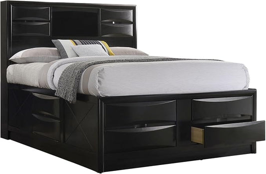 Coaster Home Furnishings Briana Transitional 5-Piece Bedroom Set California King Size Storage Bookcase Bed Frame 56-inch Headboard Black 202701KW-S5