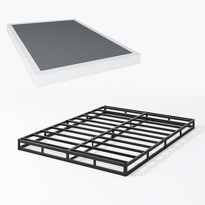 SHLAND Box Spring King - 3 Inch Heavy Duty Low Profile Metal King Box Springs for Bed, Mattress Foundation, Easy Assembly,Easy Clean Cover