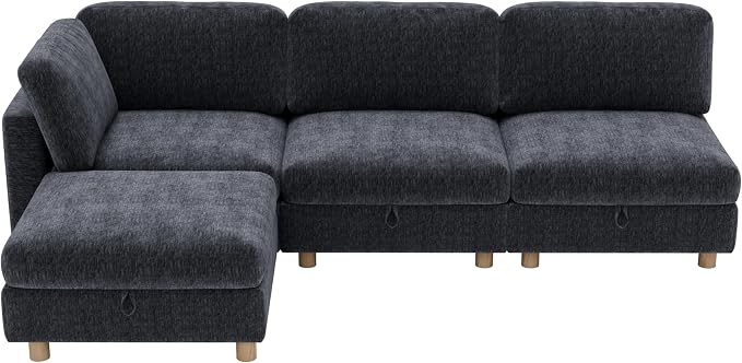 ERYE 95-Inch Oversized L Shaped Sectional Sofa 4 Seat Modular Storage Sofa Couch W/Deep Seat,Skin Friendly Plush Chenille Upholstered Convertible Corner Sectional Couch with Ottoman