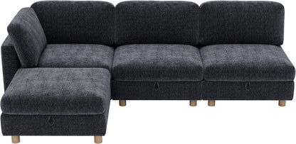 ERYE 95-Inch Oversized L Shaped Sectional Sofa 4 Seat Modular Storage Sofa Couch W/Deep Seat,Skin Friendly Plush Chenille Upholstered Convertible Corner Sectional Couch with Ottoman