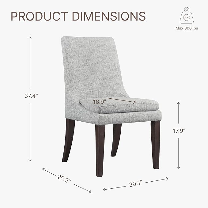 KISLOT Upholstered Dining Chairs Modern Sidechair Performance Fabric High Back Armlesschair for Diningroom Kitchen,Light Grey,Set of 2(1 Box)