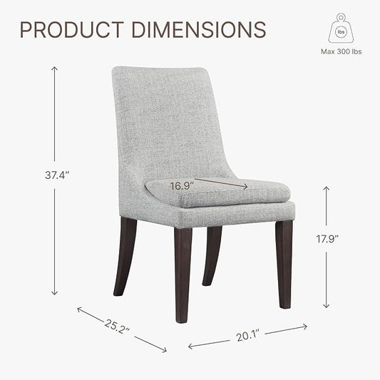 KISLOT Upholstered Dining Chairs Modern Sidechair Performance Fabric High Back Armlesschair for Diningroom Kitchen,Light Grey,Set of 2(1 Box)