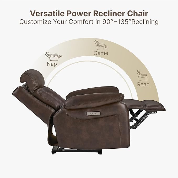 KISLOT Power Recliner Chair Set of 2, Wall Hugger Recliner with Adjustable Headrest and Footrest Dual Motor Electric Faux Leather Reclining Sofa with USB/Type-C Charging for RV Living Room Bedroom