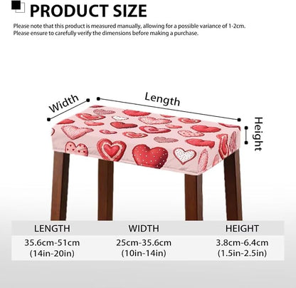 Pink Bar Stool Covers Mothers Day Heart Bar Stool Cover Rectangle Set of 2 Stretch Vanity Chair Cover for Living Room Kitchen Counter Foot Bench Covers Rectangular