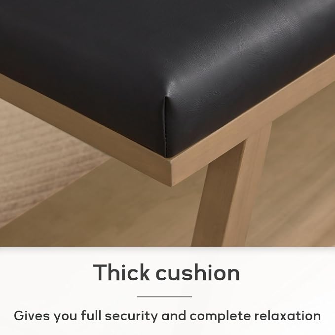 Zihanhome 45" Entryway Bench Upholstered Storage Bench for Bedroom Shoe Rack Bench for Living Room, Hallway, Mudroom, Balcony, Sturdy Indoor Bench Seat Holds Up to 300 lbs (PU-Black)