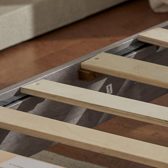 LIFEMENT King Bed Frame with Headboard Signature Wood Platform, Noise Free, Under Bed Storage, No Box Spring Needed, Easy Assembly, Gray