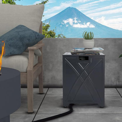 BAIDE HOME Propane Tank Cover Table, Square Propane Tank Holder Hideaway for 20 lb Propane Tanks, Gas Tank Storage Side Table - Carbon Gray