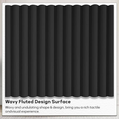 SUNWAVE 6 Drawer Dresser for Bedroom, 49.6" Wide Modern Fluted Dresser with Round Corner, Wood Chest of Drawers for Living Room (Black)
