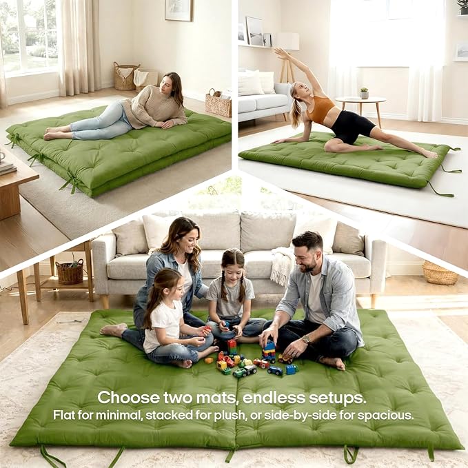 Syrinx Japanese Floor Futon Mattress Full Size 75"x54", Thicken Foldable Lazy Floor Bed for Adults, Roll Up Lounger Tatami Sleeping Mat, Water Resistant Futon Tatami Mattresses for Home, Travel.