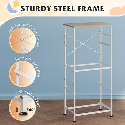 WLIVE Dresser with 4 Drawers, Storage Tower, Organizer Unit, Fabric Dresser for Bedroom, Hallway, Entryway, Closets, Sturdy Steel Frame, Wood Top, Easy Pull Handle, Cream White