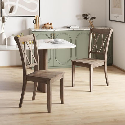 Giantex Set of 4 Dining Chairs, Rubber Wood Dining Room Side Chair w/Ergonomic Seat, Armless Chair for Home Kitchen, Dining Room, Brown