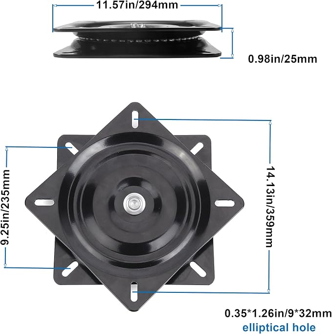 Heavy Duty Bar Stool Swivel Replacement for Recliner Chair & Bar Stool Square Swivel Furniture Replacement(Ball Bearing) (12 inch)