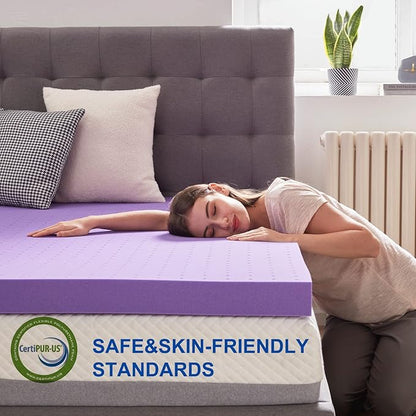 SINWEEK 3 Inch Gel Memory Foam Mattress Topper Ventilated Soft Pressure Relieve Mattress Pad, Breathable Bed Topper, CertiPUR-US Certified, California King Size