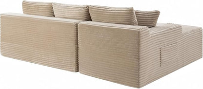 105-Inch L-Shaped Left Facing Corner Compressed Sofa Modular Sectional Boneless Cloud Sofa Floor Foam Couch with Chaise Lounge, Corduroy Corner Boneless Cloud Couch