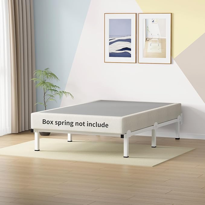 Superay Metal Bed Frame, 6-Leg Bed Base, 8 inches Support for Box Spring, Twin XL, Easy Assembly, White
