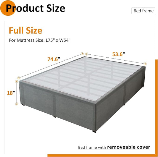 Maenizi 18 Inch Full Size Bed Frame with Skirt, Heavy Duty Metal Bed Frame Full, No Box Spring Needed, Support Up to 3000 lbs, Easy Assembly, Noise Free, Black