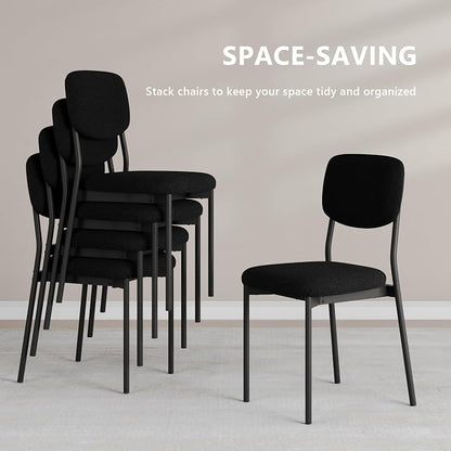 Einhomn Upholstered Dining Chairs Set, Modern Stackable Dining Room Chairs with Soft Velvet Backrest, Kitchen Chairs with Sturdy Metal Legs for Living Room, Restaurant, Set of 2,Black