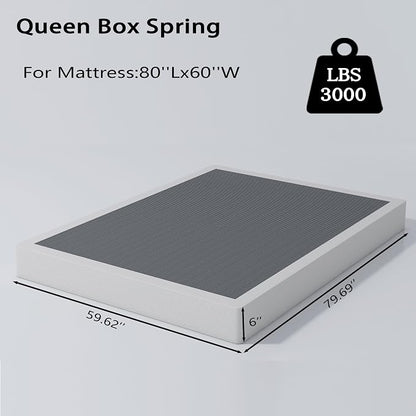 Vaciwe Queen Box Spring 6 Inch Heavy Duty Metal Box Springs Mattress Foundation with Easy Clean Fabric Cover, Noise Free, Easy Assembly