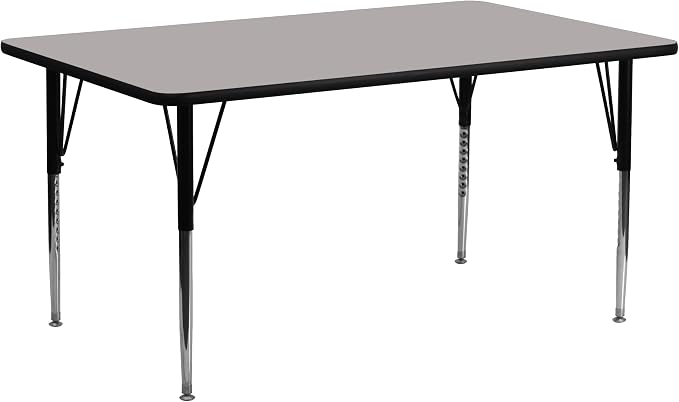 Flash Furniture 30''W x 72''L Rectangular Grey HP Laminate Activity Table - Standard Height Adjustable Legs