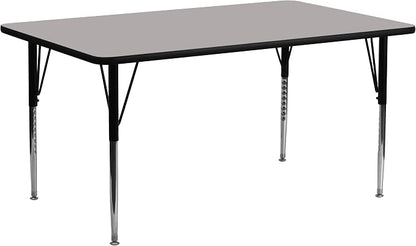 Flash Furniture 30''W x 72''L Rectangular Grey HP Laminate Activity Table - Standard Height Adjustable Legs