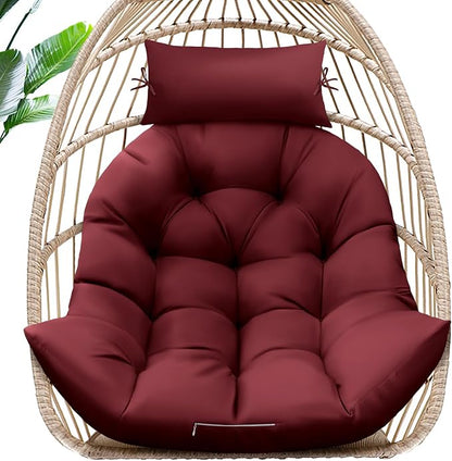 MAGIC ELEPHANT Egg Chair Cushion, Memory Foam Hanging Egg Chair Cushion Replacement, Indoor Outdoor Hammock Basket Swing Cushion with Headrest (Red)