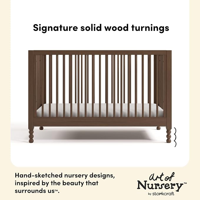 Storkcraft Rio 5-in-1 Convertible Crib and Toddler Guardrail – GREENGUARD Gold Certified, Toddler Bed Conversion Kit Included, Fits Baby Crib Mattress, Converts to Full Bed (Hazelnut)