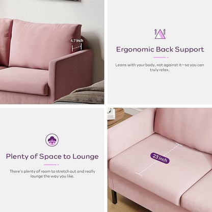 TYBOATLE Pink Love Seat Mid Century Modern Small Loveseat for Living Room, 51" W Mini Little Upholstered 2-Seater Love Seats w/Iron Legs for Compact Small Space, Apartment, Bedroom, Dorm, Office