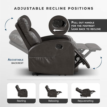 Lexicon Manual Reclining Sofa, Faux Leather Recliner Sofa, Wall Hugger, Track Arms, Magazine Pockets, Manual Dual Recliners Couch for Living Room/Office/Apartment, Easy Assembly, Espresso