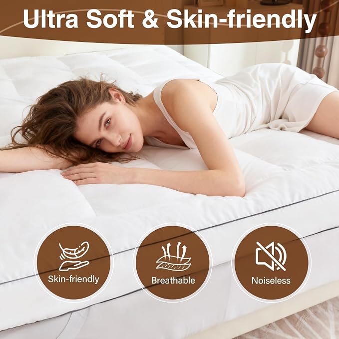 4 Inch Memory Foam Mattress Topper Twin for Back Pain Relief, Extra Soft Pillow Top Mattress Topper, 2000GSM Fluffy Shredded Memory Foam Filled